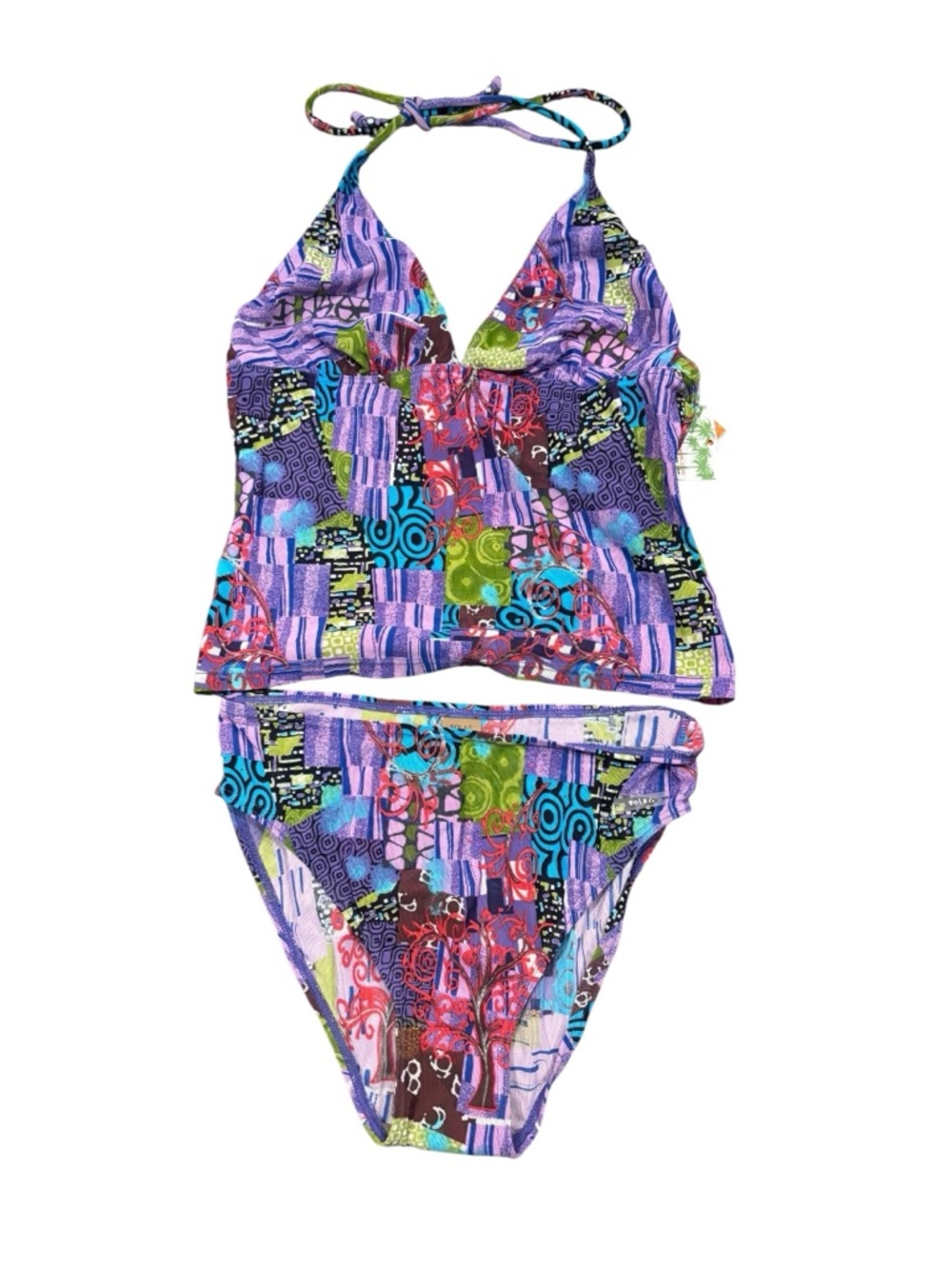 NWT Solair Patchwork Print Tankini Swimsuit Set
